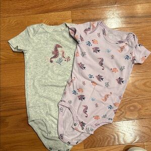 Carter's Gray and Pink Seahorse Bodysuits